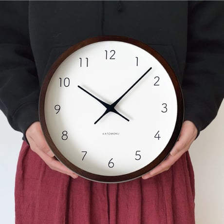 【名入れ付き】 KATOMOKU muku clock 7 ブラウン km-60BR 木製 掛け時計