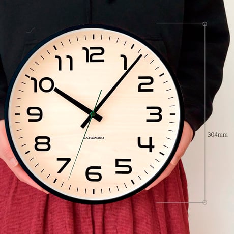 【名入れ付き】 KATOMOKU plywood clock 23 シナ文字盤 ブラック km-145BK 木製 掛け時計