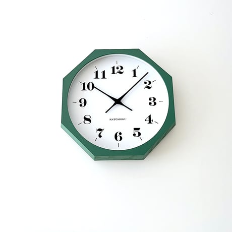 【名入れ付き】KATOMOKU muku clock 12 八角形 グリーン km-97GR8 木製 掛け時計