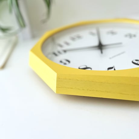 【名入れ付き】KATOMOKU muku clock 12 八角形 イエロー km-97YE8 木製 掛け時計
