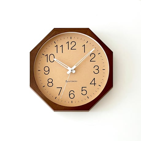 【名入れ付き】KATOMOKU muku clock 2 ブラウン km-45BR8 木製 掛け時計