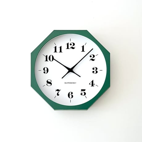 【名入れ付き】KATOMOKU muku clock 12 八角形 グリーン km-97GR8 木製 掛け時計