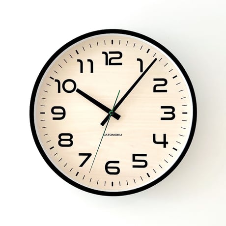 【名入れ付き】 KATOMOKU plywood clock 23 シナ文字盤 ブラック km-145BK 木製 掛け時計