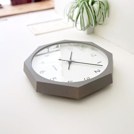 【名入れ付き】KATOMOKU muku clock 13 八角形 グレー km-104GR8 木製 掛け時計