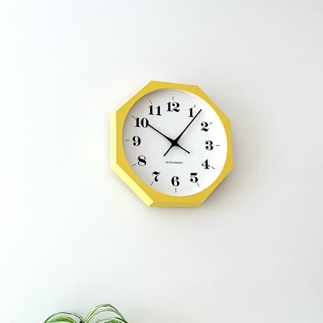 【名入れ付き】KATOMOKU muku clock 12 八角形 イエロー km-97YE8 木製 掛け時計