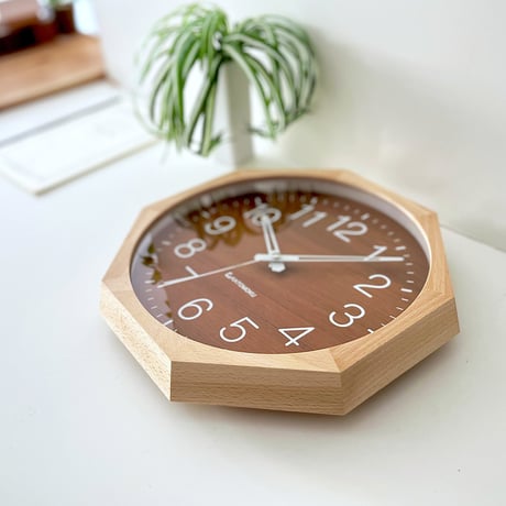 【名入れ付き】 KATOMOKU muku clock 2 八角形 ウォールナット文字盤 km-73NA8 木製 掛け時計