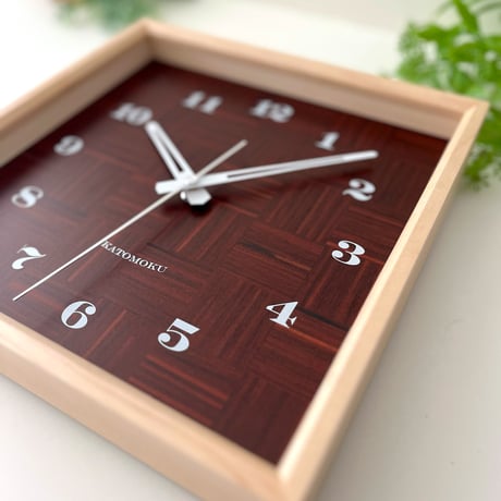 【名入れ付き】 KATOMOKU muku square clock 4 ハードメープル km-144HM 木製 掛け時計