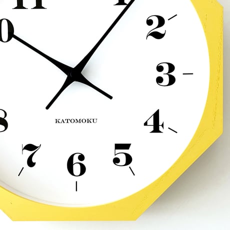 【名入れ付き】KATOMOKU muku clock 12 八角形 イエロー km-97YE8 木製 掛け時計