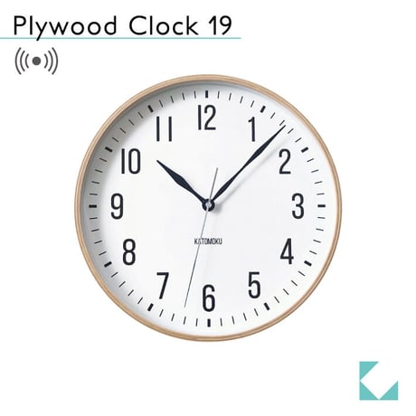 KATOMOKU plywood clock 18 km-110BRC ブラック 電波時計 連続秒針 φ304mm-