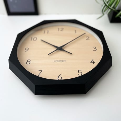 【名入れ付き】KATOMOKU muku clock 7 八角形 ブラック km-83NA8 掛け時計  木製