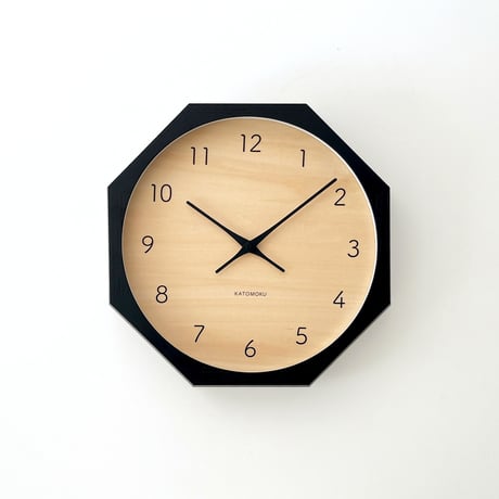 【名入れ付き】KATOMOKU muku clock 7 八角形 ブラック km-83NA8 掛け時計  木製