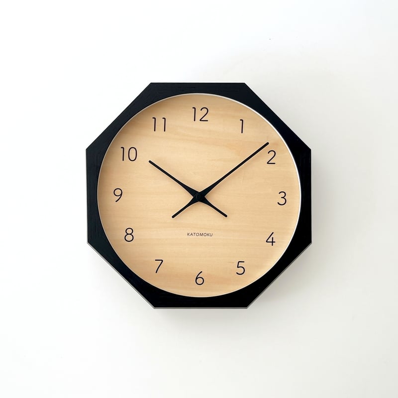名入れ付き】KATOMOKU muku clock 7 八角形 ブラック km-83NA8