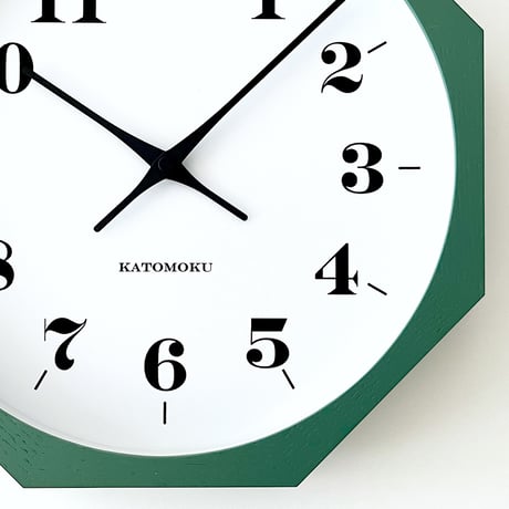 【名入れ付き】KATOMOKU muku clock 12 八角形 グリーン km-97GR8 木製 掛け時計