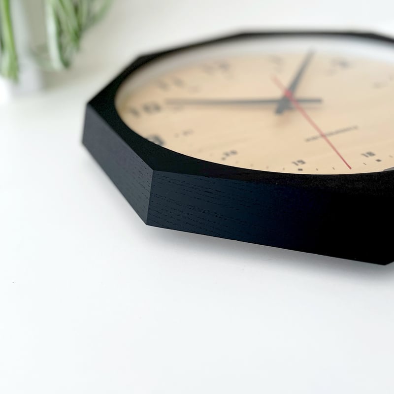 名入れ付き】KATOMOKU muku clock 8 八角形 ブラック km-81BK8