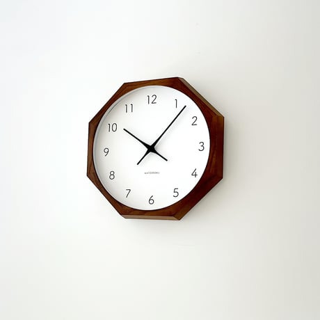 【名入れ付き】KATOMOKU muku clock 7 八角形 ブラウン km-60BR8 掛け時計 木製 静音