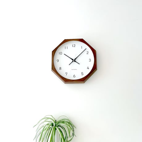 【名入れ付き】KATOMOKU muku clock 13 八角形 ブラウン km-104BR8 木製 掛け時計