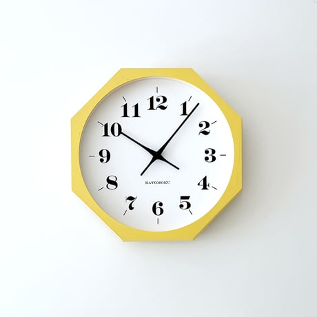 【名入れ付き】KATOMOKU muku clock 12 八角形 イエロー km-97YE8 木製 掛け時計