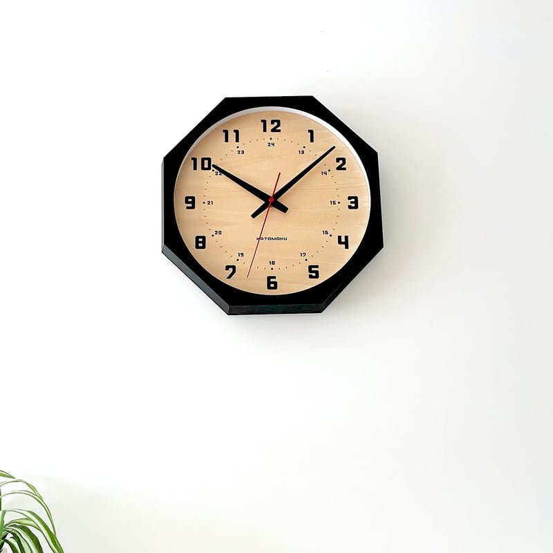 名入れ付き】KATOMOKU muku clock 8 八角形 ブラック km-81BK8