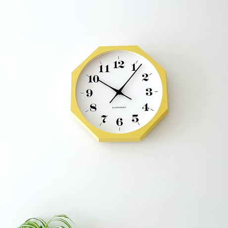 【名入れ付き】KATOMOKU muku clock 12 八角形 イエロー km-97YE8 木製 掛け時計