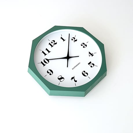 【名入れ付き】KATOMOKU muku clock 12 八角形 グリーン km-97GR8 木製 掛け時計