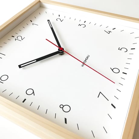 【名入れ付き】KATOMOKU square clock 3 ヒノキ km-114NA 木製 掛け時計