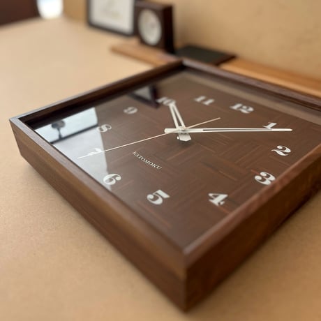 【名入れ付き】 KATOMOKU muku square clock 4 ウォールナット km-144WA 木製 掛け時計