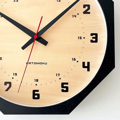 【名入れ付き】KATOMOKU muku clock 8 八角形 ブラック km-81BK8 木製 掛け時計