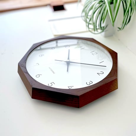 【名入れ付き】KATOMOKU muku clock 13 八角形 ブラウン km-104BR8 木製 掛け時計