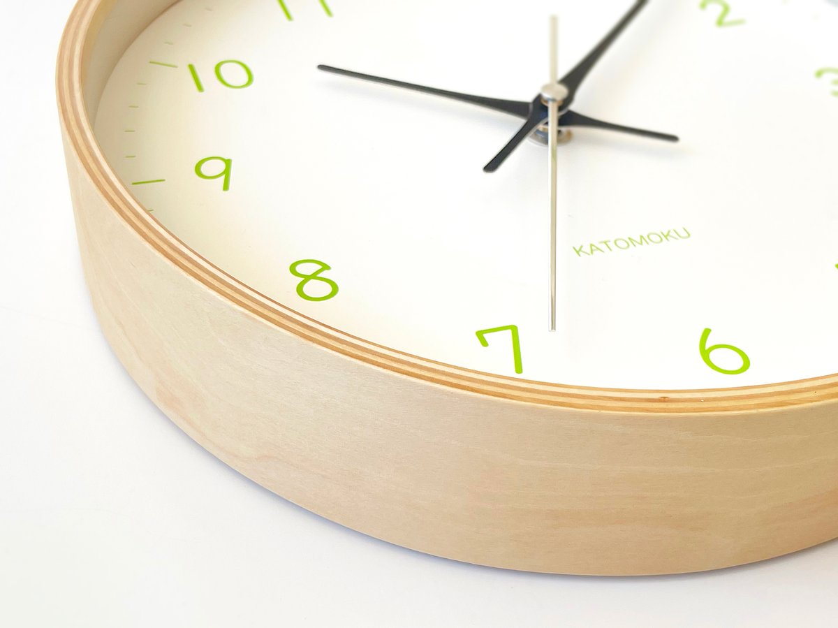 名入れ付き】 KATOMOKU plywood clock 22 ライトグリーン km-12