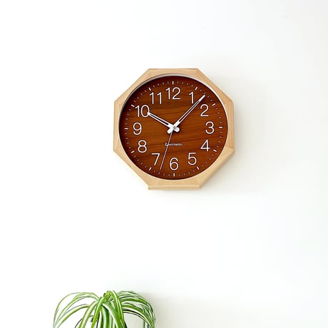 【名入れ付き】 KATOMOKU muku clock 2 八角形 ウォールナット文字盤 km-73NA8 木製 掛け時計
