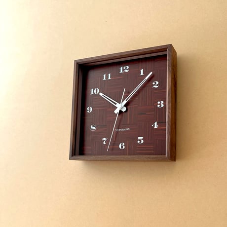 【名入れ付き】 KATOMOKU muku square clock 4 ウォールナット km-144WA 木製 掛け時計