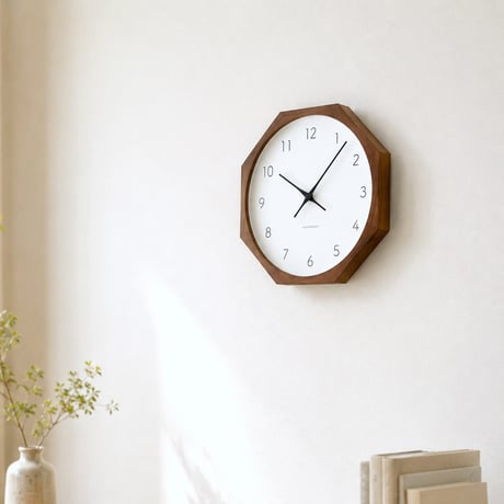 【名入れ付き】KATOMOKU muku clock 7 八角形 ブラウン km-60BR8 掛け時計 木製 静音
