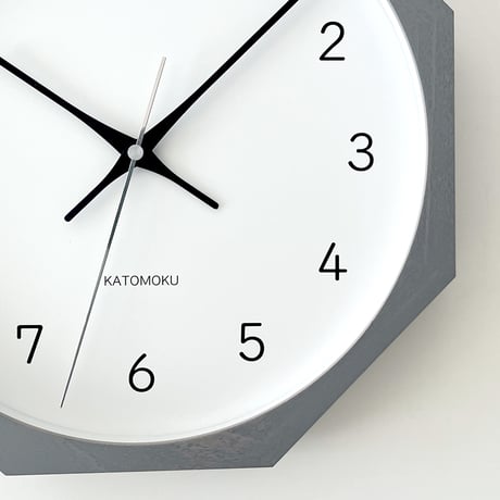 【名入れ付き】KATOMOKU muku clock 13 八角形 グレー km-104GR8 木製 掛け時計