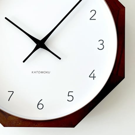 【名入れ付き】KATOMOKU muku clock 7 八角形 ブラウン km-60BR8 掛け時計 木製 静音