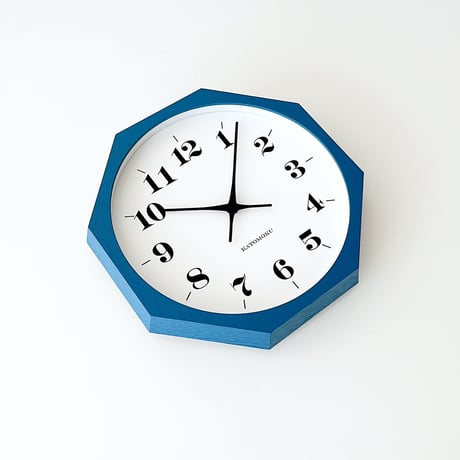 【名入れ付き】KATOMOKU muku clock 12 八角形 ブルー km-97BL8 木製 掛け時計