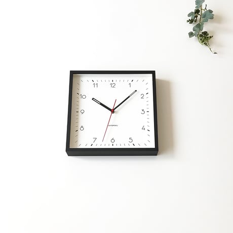 【名入れ付き】KATOMOKU square clock 3 ブラック km-114BK 木製 掛け時計
