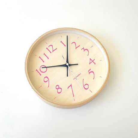 【名入れ付き】 KATOMOKU plywood clock 21 ライトピンク km-120LP 木製 掛け時計