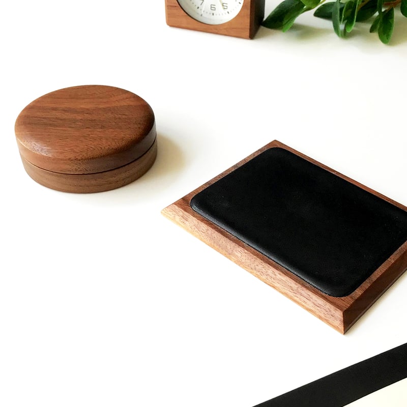 中国美術 朱肉 蓋物(K-LC750) 名入れ付き】 KATOMOKU 朱肉・捺印マットセットL ウォールナット km