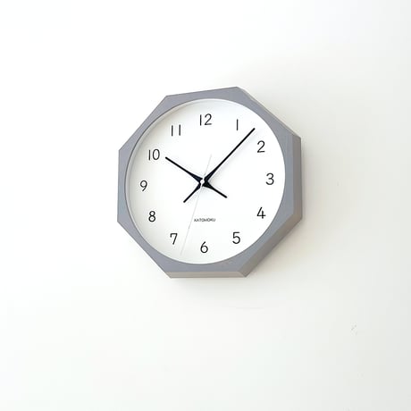 【名入れ付き】KATOMOKU muku clock 13 八角形 グレー km-104GR8 木製 掛け時計