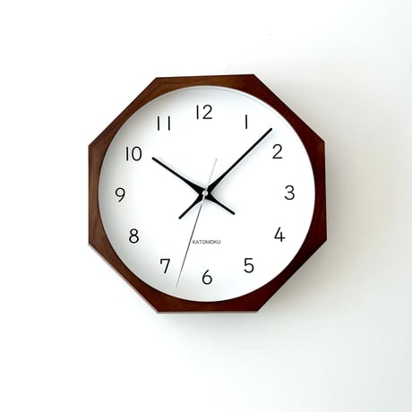 【名入れ付き】KATOMOKU muku clock 13 八角形 ブラウン km-104BR8 木製 掛け時計