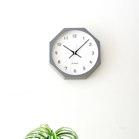 【名入れ付き】KATOMOKU muku clock 13 八角形 グレー km-104GR8 木製 掛け時計