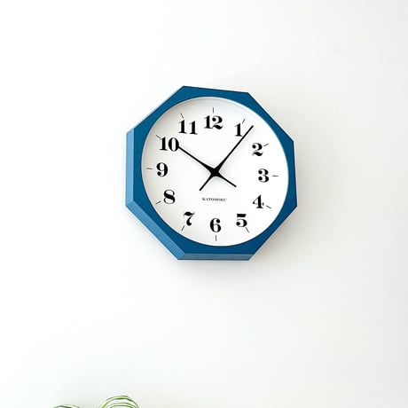 【名入れ付き】KATOMOKU muku clock 12 八角形 ブルー km-97BL8 木製 掛け時計