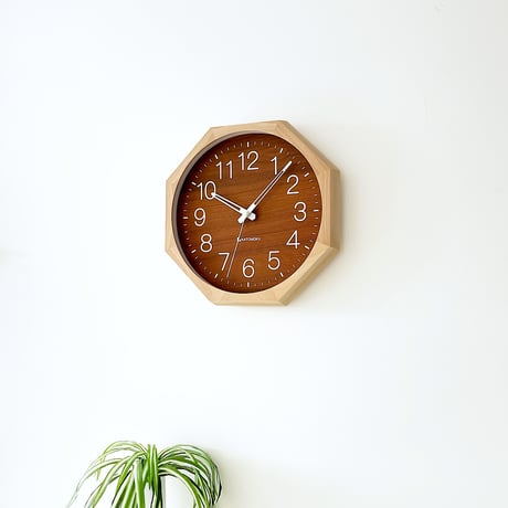 【名入れ付き】 KATOMOKU muku clock 2 八角形 ウォールナット文字盤 km-73NA8 木製 掛け時計