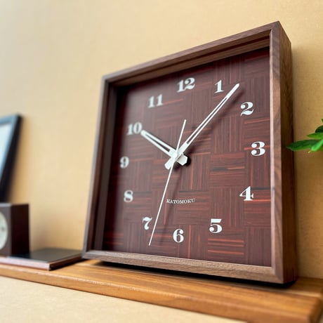 【名入れ付き】 KATOMOKU muku square clock 4 ウォールナット km-144WA 木製 掛け時計