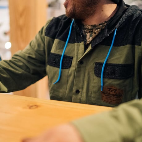 Hooded Huckit Flannel Olive Green