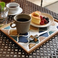 タイル カフェトレー（スパニッシュブルー）
