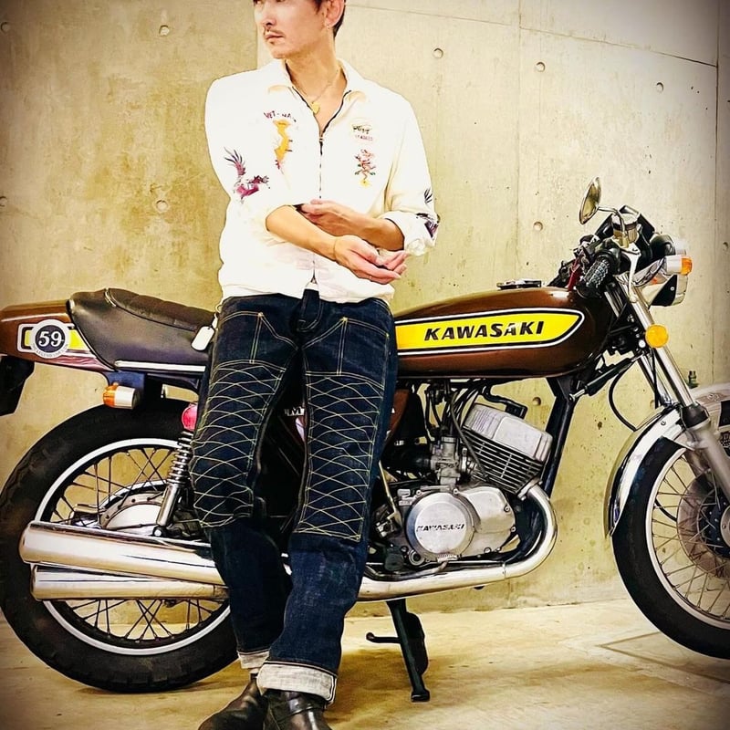 THE SPEEDWAY W-KNEE DENIM INDIGO | KraftyTokyo THE SPEEDWAY W-KNEE DENIM INDIGO | KraftyTokyo