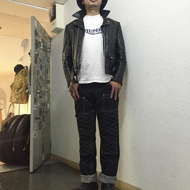 THE SPEEDWAY W-KNEE DENIM INDIGO | KraftyTokyo THE SPEEDWAY W-KNEE DENIM INDIGO | KraftyTokyo