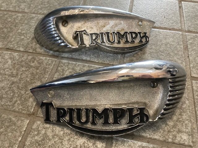 66-'68 TRIUMPH EMBLEM 左右セット『本物』 | KraftyTokyo