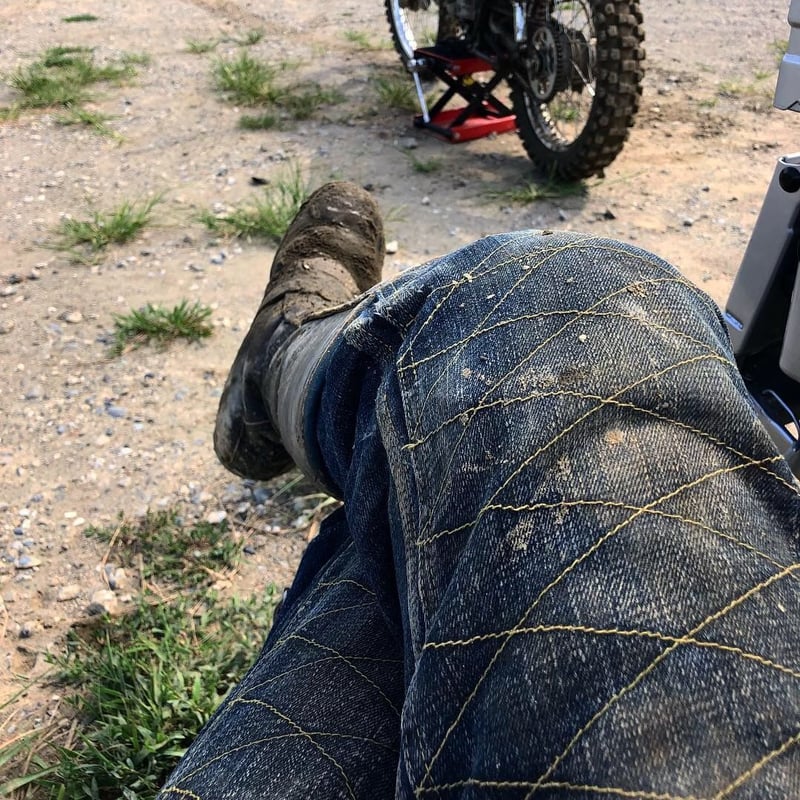 THE SPEEDWAY W-KNEE DENIM INDIGO | KraftyTokyo THE SPEEDWAY W-KNEE DENIM INDIGO | KraftyTokyo